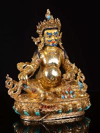 [yellow Jambhala], Buddhist Handmade Statue, [full Gold Plated], [face Painted]