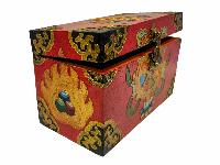 Tibetan Ritual Wooden Box, Traditional Color Painted, Wooden Tibetan Box