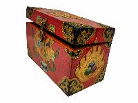 Tibetan Ritual Wooden Box, Traditional Color Painted, Wooden Tibetan Box