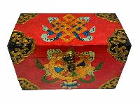 Tibetan Ritual Wooden Box, Traditional Color Painted, Wooden Tibetan Box