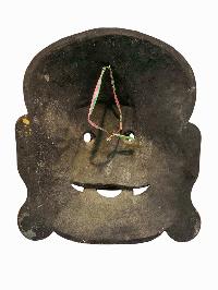 [lakhe], Handmade Wooden Mask, Wall Hanging, [painted Red], Poplar Wood