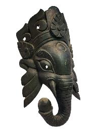 [ganesh], Handmade Wooden Mask, Wall Hanging, [painted], Poplar Wood