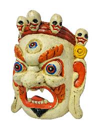 [bhairav], Handmade Wooden Mask, Wall Hanging, [painted], Poplar Wood