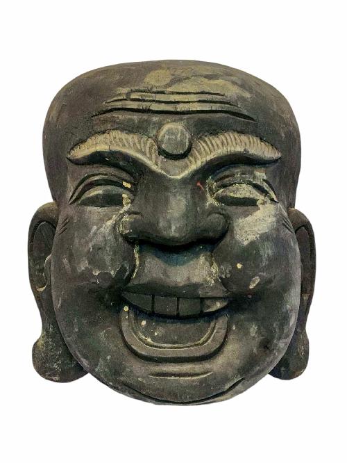 [laughing Buddha], Handmade Wooden Mask, Wall Hanging, [painted], Poplar Wood