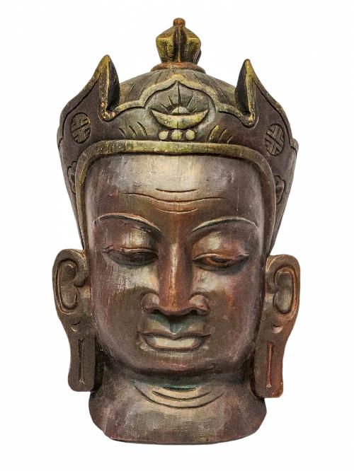 padmasambhava, Handmade Wooden Mask, Wall Hanging, painted, Poplar Wood