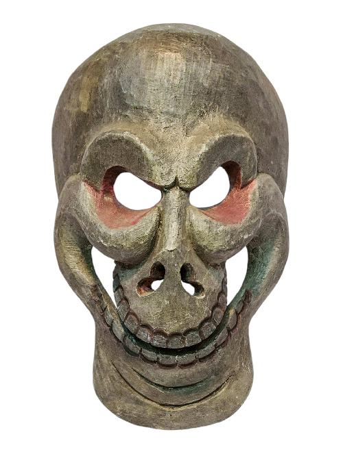 [skull], Handmade Wooden Mask, Wall Hanging, [painted], Poplar Wood