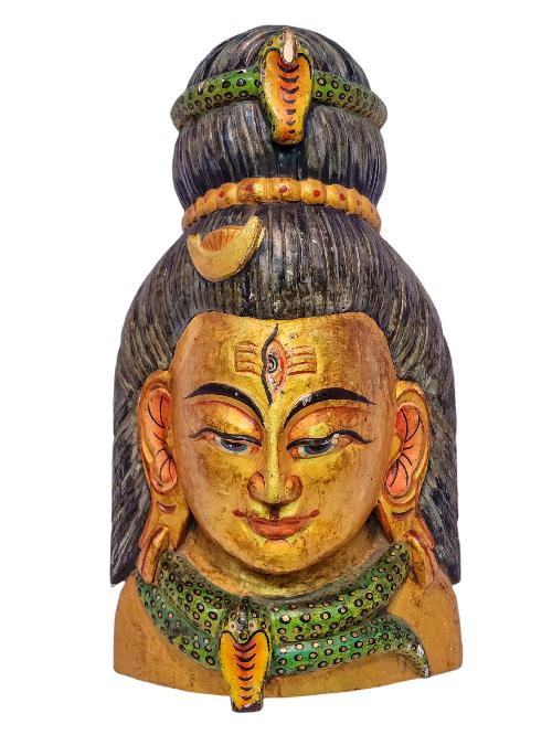 [shiva], Handmade Wooden Mask, Wall Hanging, [painted], Poplar Wood