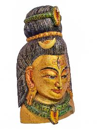 [shiva], Handmade Wooden Mask, Wall Hanging, [painted], Poplar Wood