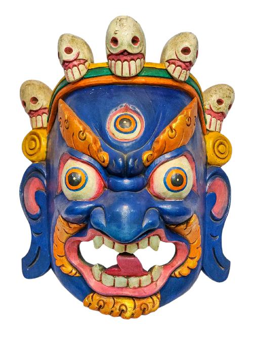 bhairav, Handmade Wooden Mask, Wall Hanging, painted, Poplar Wood