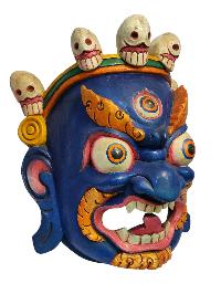 [bhairav], Handmade Wooden Mask, Wall Hanging, [painted], Poplar Wood