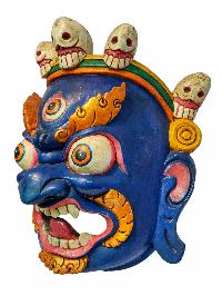 [bhairav], Handmade Wooden Mask, Wall Hanging, [painted], Poplar Wood