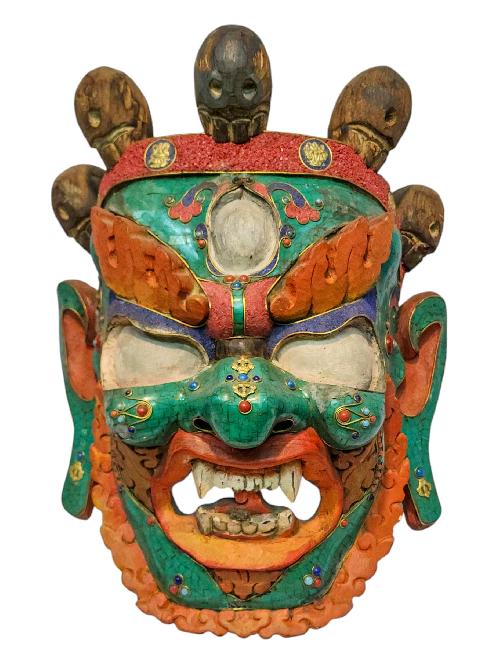 bhairav, Handmade Wooden Mask, Wall Hanging, painted, Poplar Wood