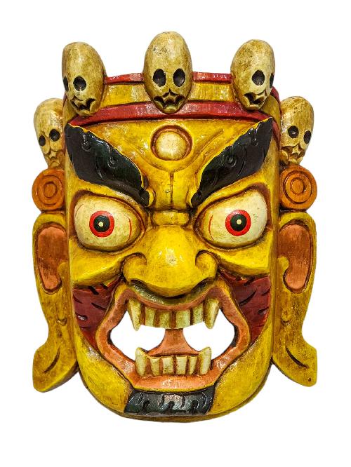 bhairav, Handmade Wooden Mask, Wall Hanging, painted, Poplar Wood