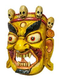 [bhairav], Handmade Wooden Mask, Wall Hanging, [painted], Poplar Wood