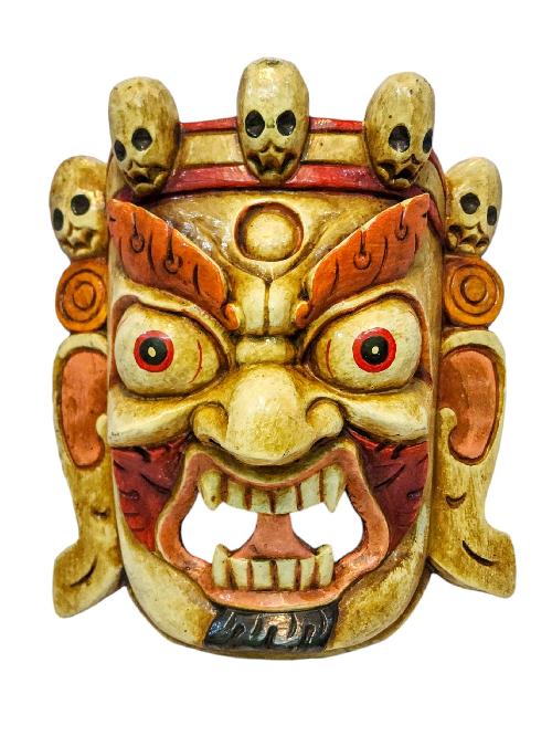 bhairav, Handmade Wooden Mask, Wall Hanging, painted, Poplar Wood