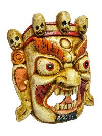 [bhairav], Handmade Wooden Mask, Wall Hanging, [painted], Poplar Wood