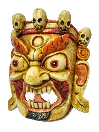 [bhairav], Handmade Wooden Mask, Wall Hanging, [painted], Poplar Wood