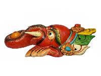 [ganesh], Handmade Wooden Mask, Wall Hanging, [painted], Poplar Wood