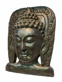 [buddha], Handmade Wooden Mask, Wall Hanging, [painted], Poplar Wood