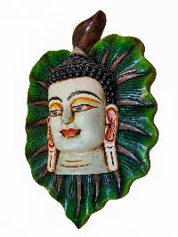 [leaf Buddha], Handmade Wooden Mask, Wall Hanging, [painted], Poplar Wood