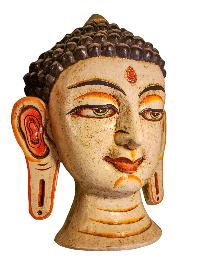 [buddha], Handmade Wooden Mask, Wall Hanging, [painted], Poplar Wood