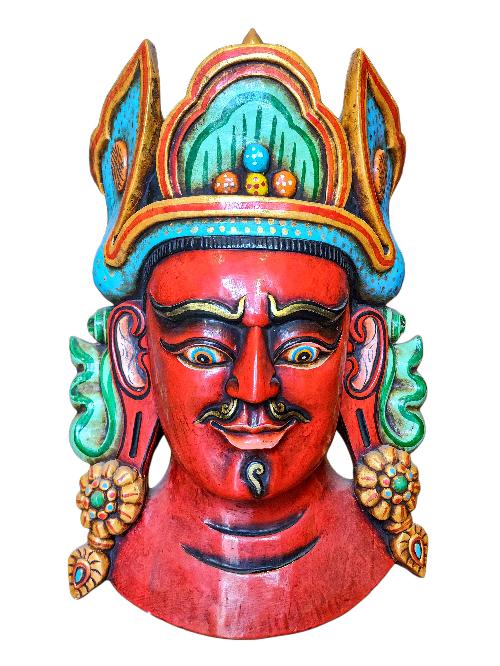 [padmasambhava ], Handmade Wooden Mask, Wall Hanging, [painted], Poplar Wood