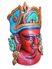 [padmasambhava ], Handmade Wooden Mask, Wall Hanging, [painted], Poplar Wood