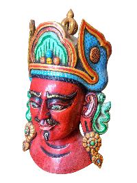 [padmasambhava ], Handmade Wooden Mask, Wall Hanging, [painted], Poplar Wood