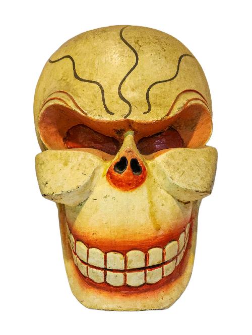 [skull ], Handmade Wooden Mask, Wall Hanging, [painted], Poplar Wood