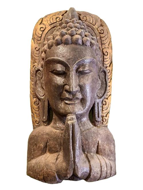 [buddha ], Handmade Wooden Mask, Wall Hanging, [painted], Poplar Wood