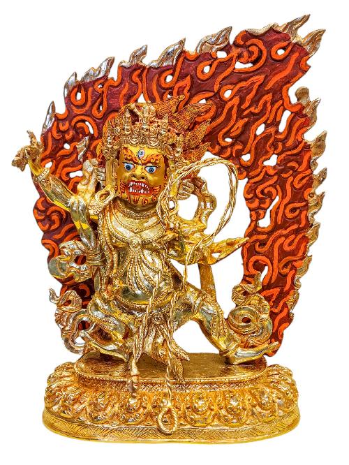 [vajrapani], Buddhist Handmade Statue, [full Gold Plated], [face Painted]