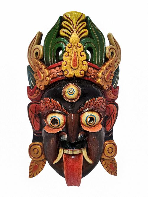 [kali], Handmade Wooden Mask, Wall Hanging, [painted], Poplar Wood