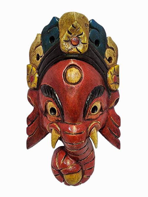 [ganesh], Handmade Wooden Mask, Wall Hanging, [painted], Poplar Wood