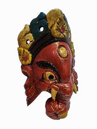 [ganesh], Handmade Wooden Mask, Wall Hanging, [painted], Poplar Wood