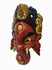 [ganesh], Handmade Wooden Mask, Wall Hanging, [painted], Poplar Wood