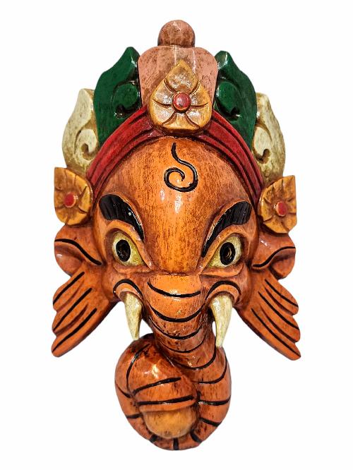 [ganesh], Handmade Wooden Mask, Wall Hanging, [painted], Poplar Wood