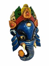 [ganesh], Handmade Wooden Mask, Wall Hanging, [painted], Poplar Wood