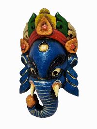 [ganesh], Handmade Wooden Mask, Wall Hanging, [painted], Poplar Wood