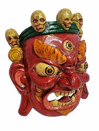 [bhairav], Handmade Wooden Mask, Wall Hanging, [painted], Poplar Wood