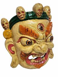 [bhairav], Handmade Wooden Mask, Wall Hanging, [painted], Poplar Wood