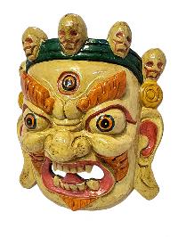 [bhairav], Handmade Wooden Mask, Wall Hanging, [painted], Poplar Wood