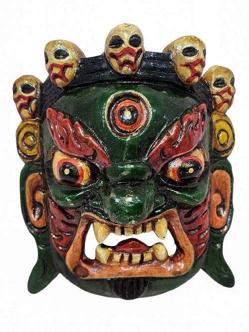 [bhairav], Handmade Wooden Mask, Wall Hanging, [painted], Poplar Wood