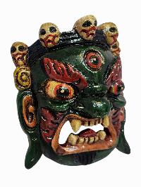 [bhairav], Handmade Wooden Mask, Wall Hanging, [painted], Poplar Wood