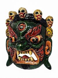 [bhairav], Handmade Wooden Mask, Wall Hanging, [painted], Poplar Wood