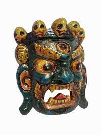 [bhairav], Handmade Wooden Mask, Wall Hanging, [painted], Poplar Wood