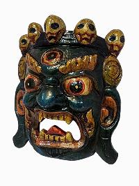 [bhairav], Handmade Wooden Mask, Wall Hanging, [painted], Poplar Wood