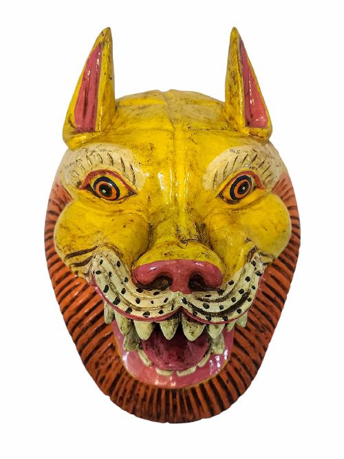 [lion], Handmade Wooden Mask, Wall Hanging, [painted], Poplar Wood