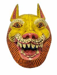 [lion], Handmade Wooden Mask, Wall Hanging, [painted], Poplar Wood