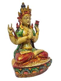 [chenrezig], Buddhist Handmade Wooden Statue, Natural Colour Finishing