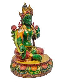 [green Tara], Buddhist Handmade Wooden Statue, Natural Colour Finishing